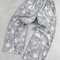 Men's Casual Snowflake Print Pants - Light Grey Winter-Ready Trousers with Elastic Waist & Drawstring, Machine Washable Durable Fabric for Everyday & Festive Occasions (Regular Fit)