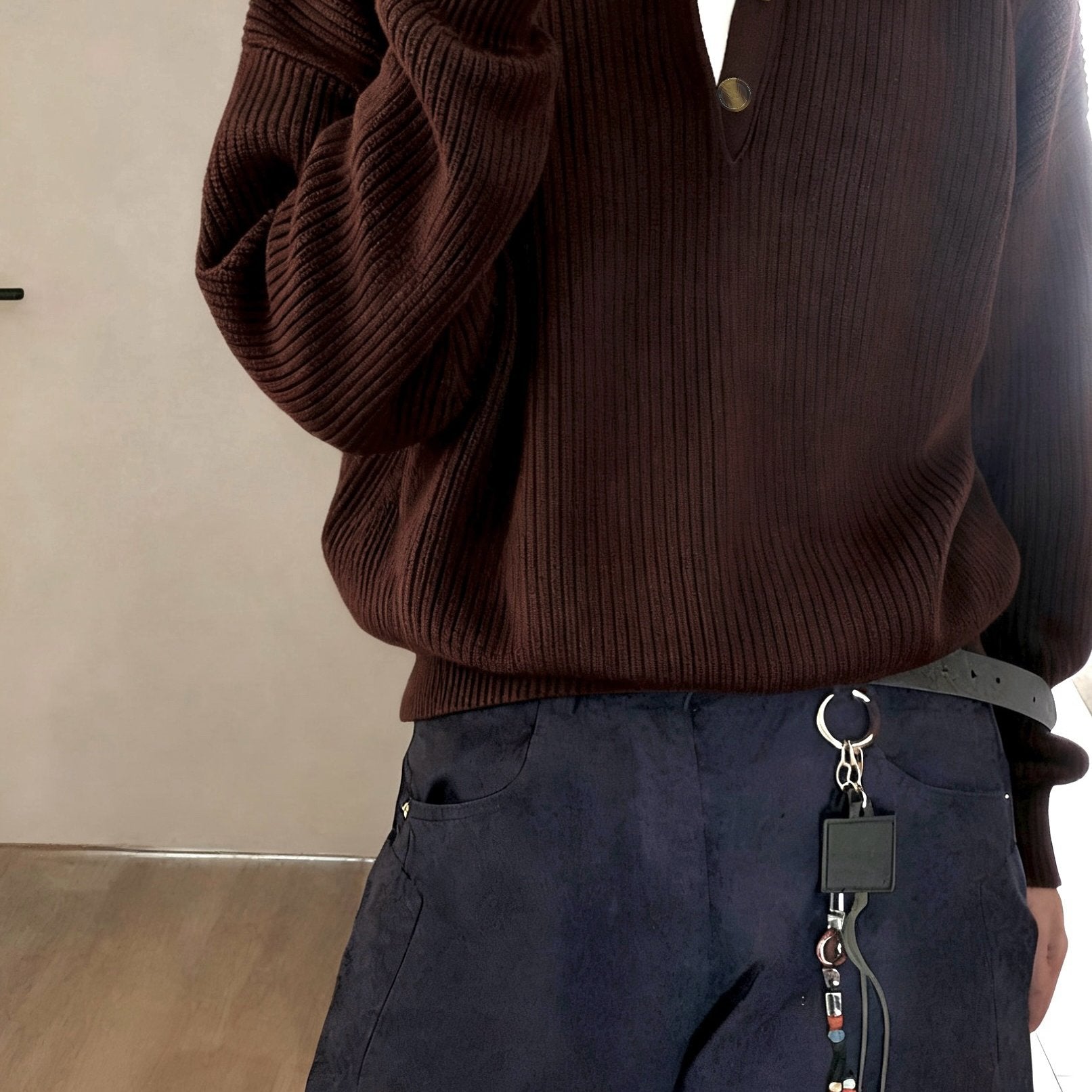 American-Style Henley Sweater for a Relaxed And Sophisticated Autumn-Winter Look for Men, Knit