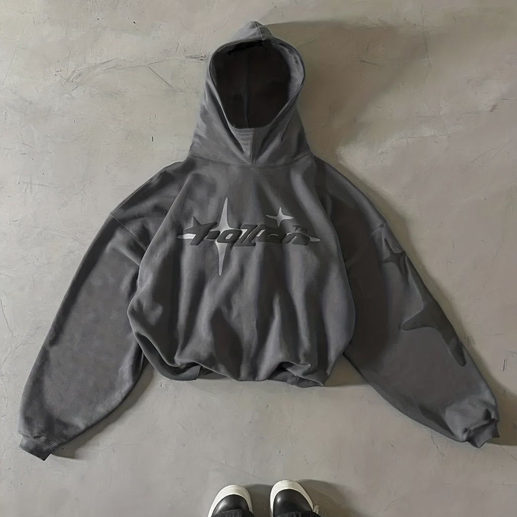 Y2K Hoodie with Graphic Print Harajuku Hip-Hop Casual Sweatshirt, New Vintage Loose Fit Unisex Streetwear, Letter Print Long Sleeve Fashion Jacket Hooded Sweatshirt