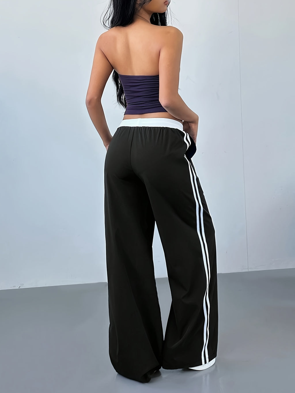 Women's Straight Leg Pants - Style All-Season Trousers with Lettering Pattern & Drawstring Waist, for Casual & Professional Wear, Machine Washable, Year-Round (Office, Everyday, Semi-Formal) - Non- Fabric