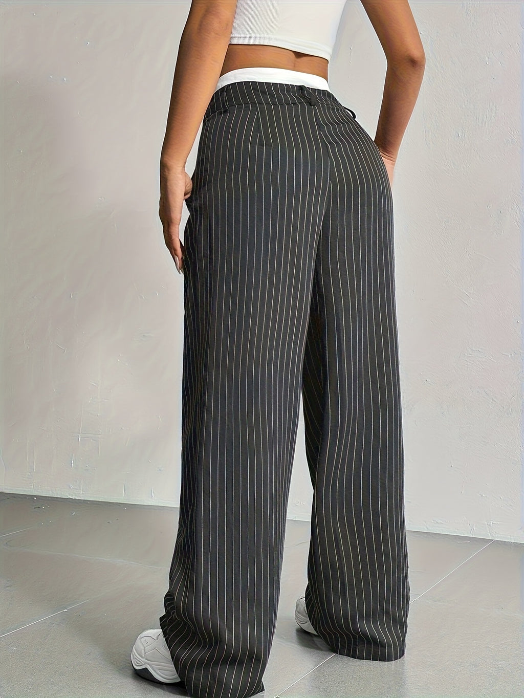 New Cross-Border Design of High-Waisted, Casual, Spliced Straight Pants with a Minimalist Drape Style Inspired by Japanese And Korean Fashion