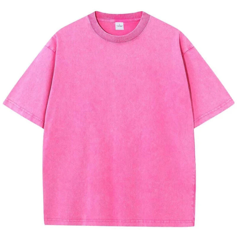 Men's Summer T-shirt 230G Heavy Cotton Vintage Washed T-Shirts Oversized Short Sleeve Loose Streetwear Short Sleeve Tops Tee