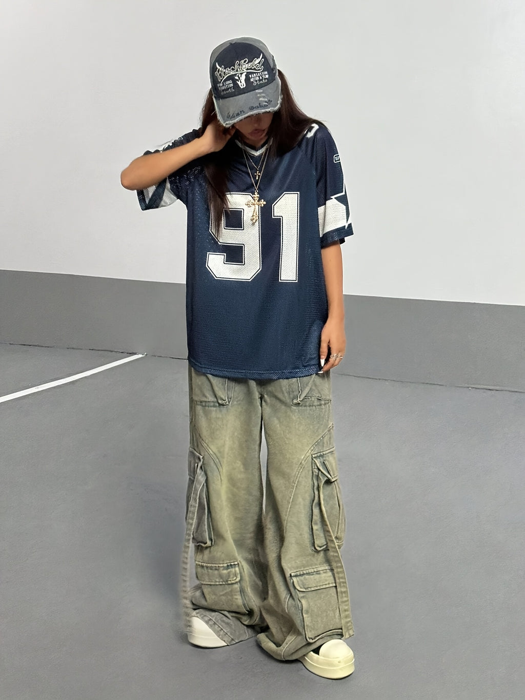 Women's Spring/summer Graphic T-shirt, Short-sleeved Loose-fit Sport T-shirt with Digital Graphics and Color-blocked Lettering