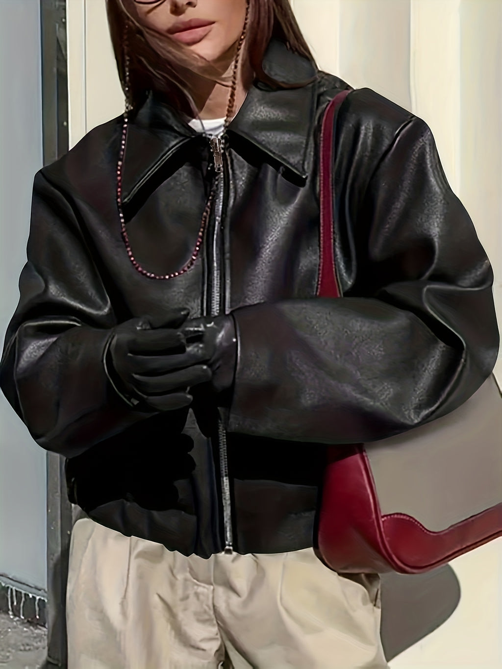 Women'S Casual Chic Jacket - Brown Zip-Up Coat with Lapel Collar, Structured Fit for Spring/Fall, Office, Party, Everyday - Durable Outerwear For Women, Ladies Jacket, Party Attire, Sleek Design, Stylish Coat, Fashion Lovers,