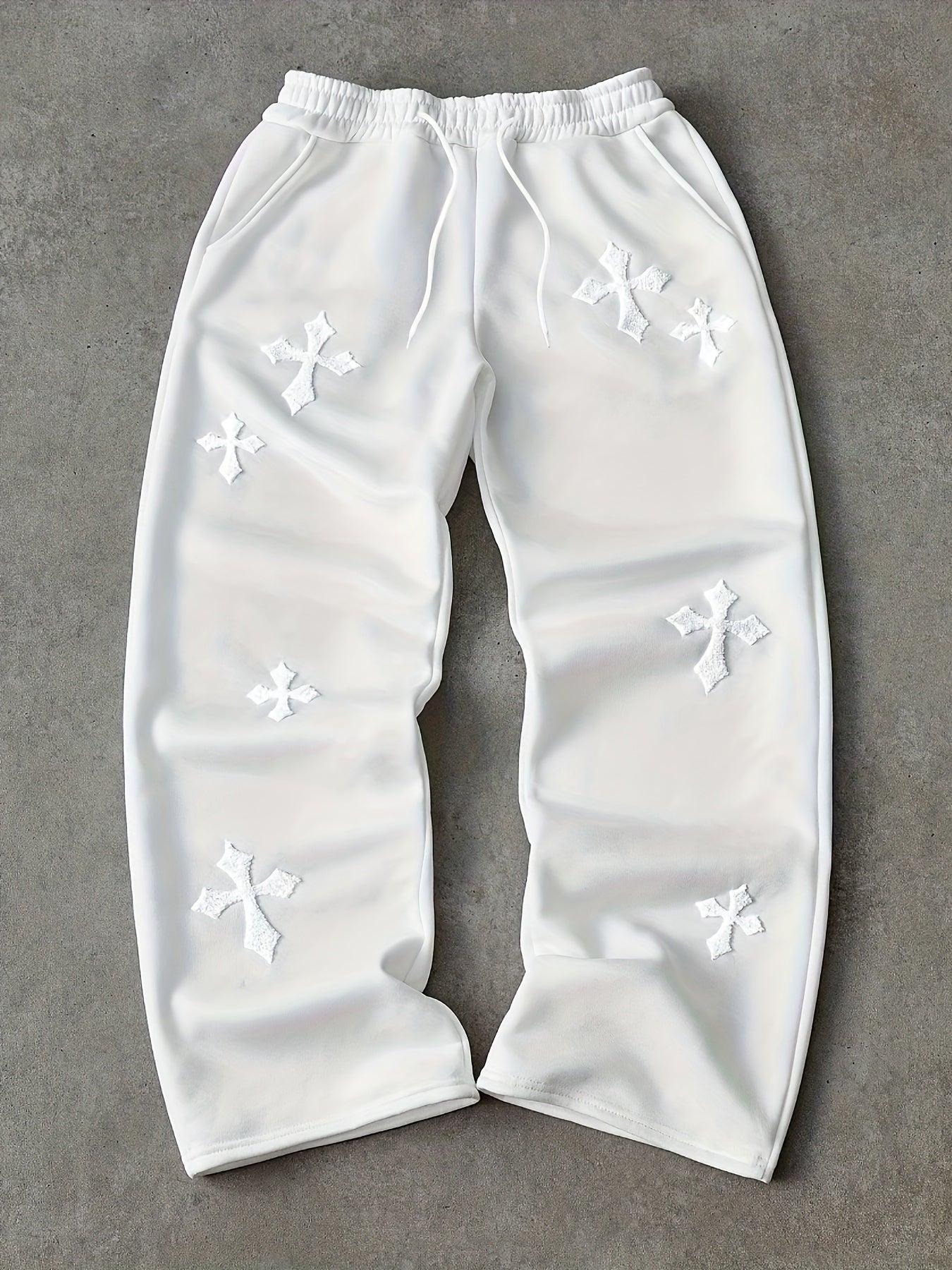 Men's Loose-Fit Straight-Leg Casual Pants with Towel-Print (Solid Color) - All-Season Comfortable Trousers Suitable for Outdoor, Parties, Vacation - Gift for Boyfriend - Hand Washable Loose Bereau Pants