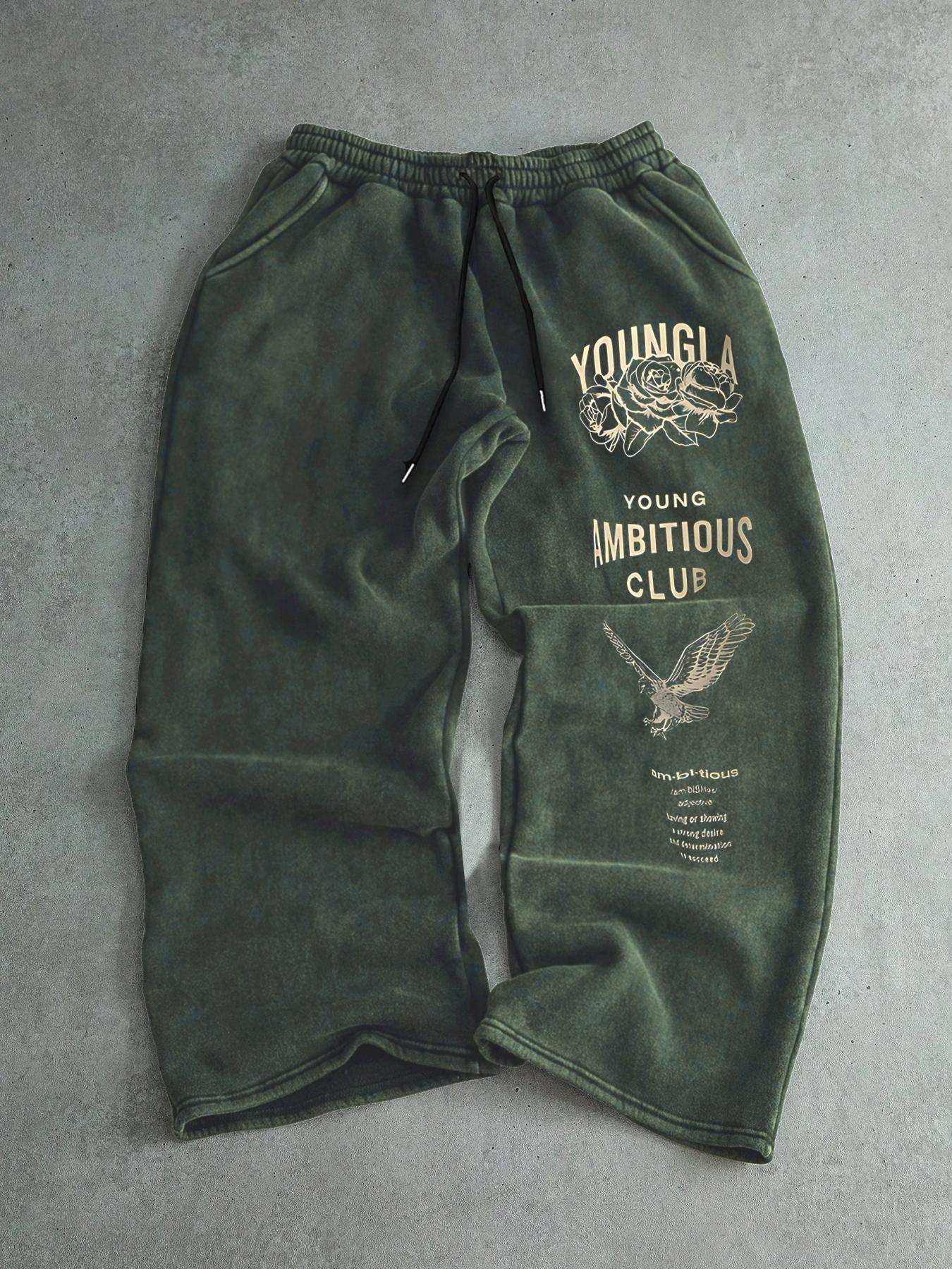 Men's Drawstring Waist Printed Pants, Rose Eagle Print, Comfortable and Stylish Casual Sweatpants, Suitable for Daily Wear, All-Season Versatility, Perfect for Hanging Out with Friends or Exploring the City in Style!