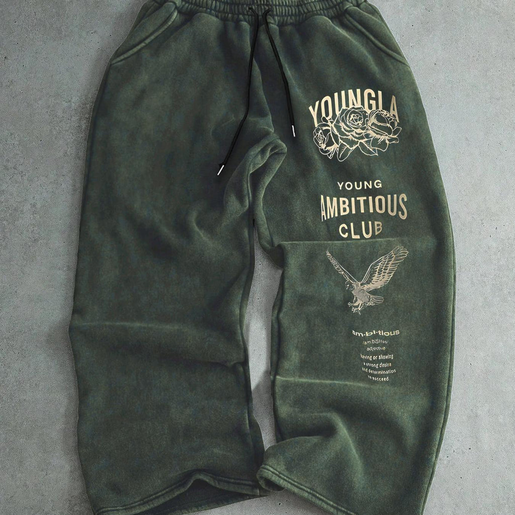 Men's Drawstring Waist Printed Pants