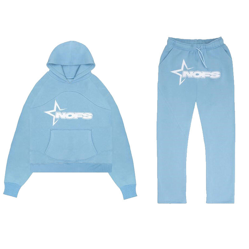 Men's Y2K Tracksuit Set, Hooded Sweatshirt and Pants, Gothic Hip-hop Punk Rock Streetwear.