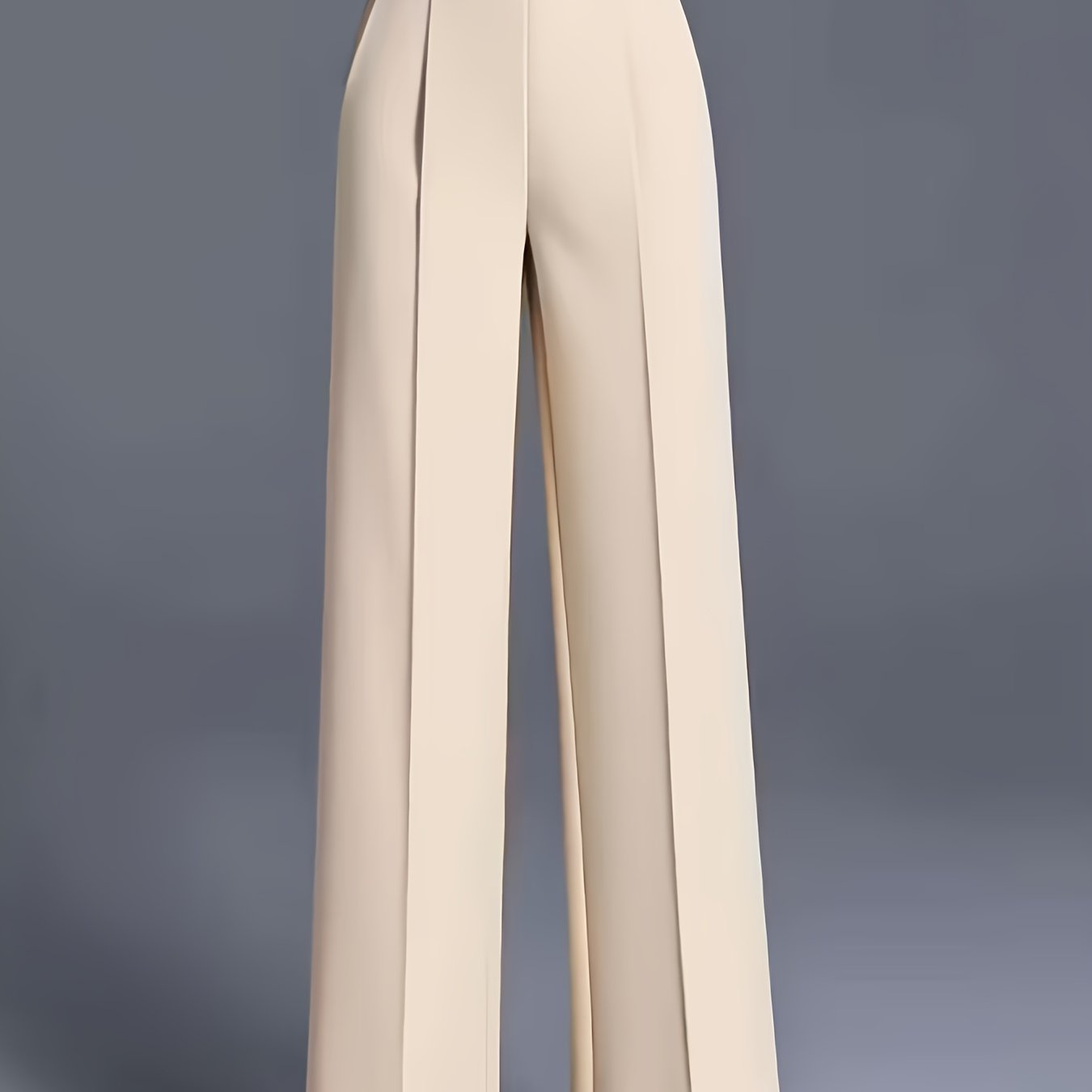 Women's Elegant High-Waisted Slant Pocket Solid Color Straight-Leg Pants
