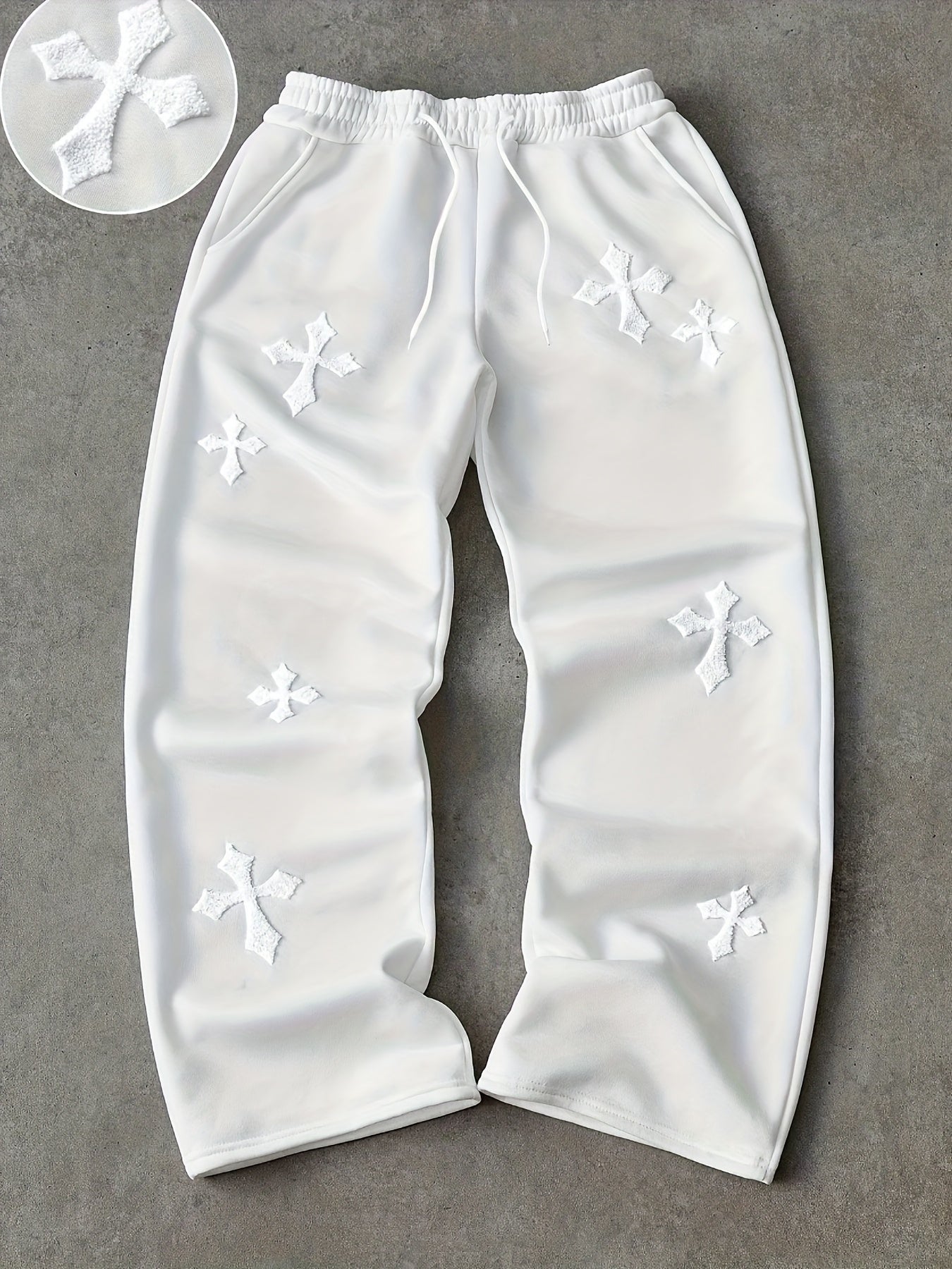 Men's Loose-Fit Straight-Leg Casual Pants with Towel-Print (Solid Color) - All-Season Comfortable Trousers Suitable for Outdoor, Parties, Vacation - Gift for Boyfriend - Hand Washable Loose Bereau Pants