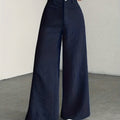 Women's High-Waisted Wide-Leg Pants - Corduroy Texture Casual Long Pants, All-Season Comfort, Machine Washable Beige Trousers