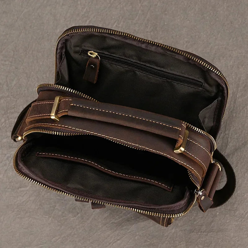 Newsibrds High Quality Genuine Leather Shoulder Bag Real Cowhide Men's Crossbody Bag Vintage Style Leather Sling Bag Of Man