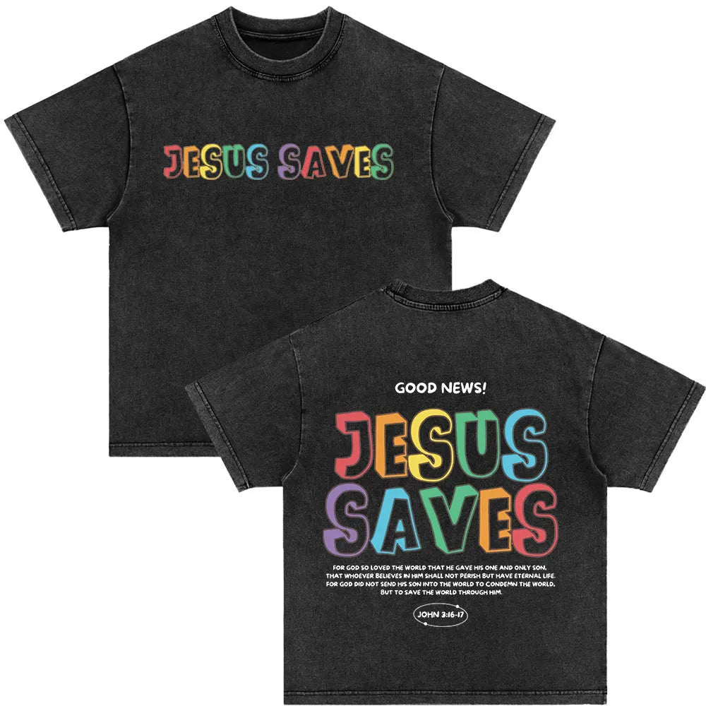 Christian Jesus Died for Me Now I Live for Him Bible Verse Vintage Washed T-shirts Men Women Fashion Harajuku Oversized T Shirts