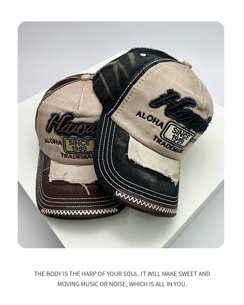 Vintage Washing Men & Women Baseball Hats Cotton Snapback Caps Embroidery New Versatile Fashion Letter Leisure Distress