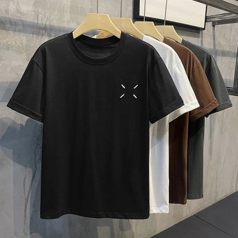Korean Version of Summer Thin New Simple Printing Crew Neck Short-sleeved T-shirt Men and Women High-quality Versatile Top