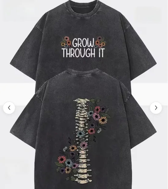 A Double-sided "NEVERMIND Lunar Phase Changes" Retro-style Printed Vintage Washed Distressed Crew Neck T-shirt