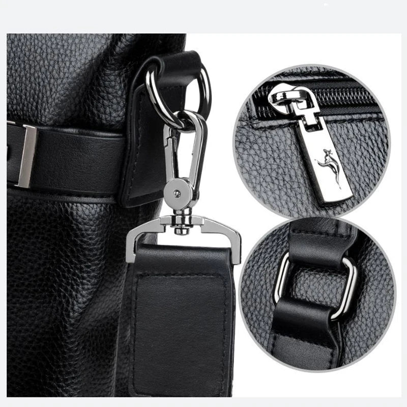 Men's Bag Genuine Leather Men Briefcase for Laptop 14 Messenger Men's Leather Bag Business Portfolio for Document A4