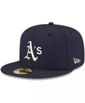 New Era | Men's Navy Oakland Athletics Logo White 59FIFTY Fitted Hat
