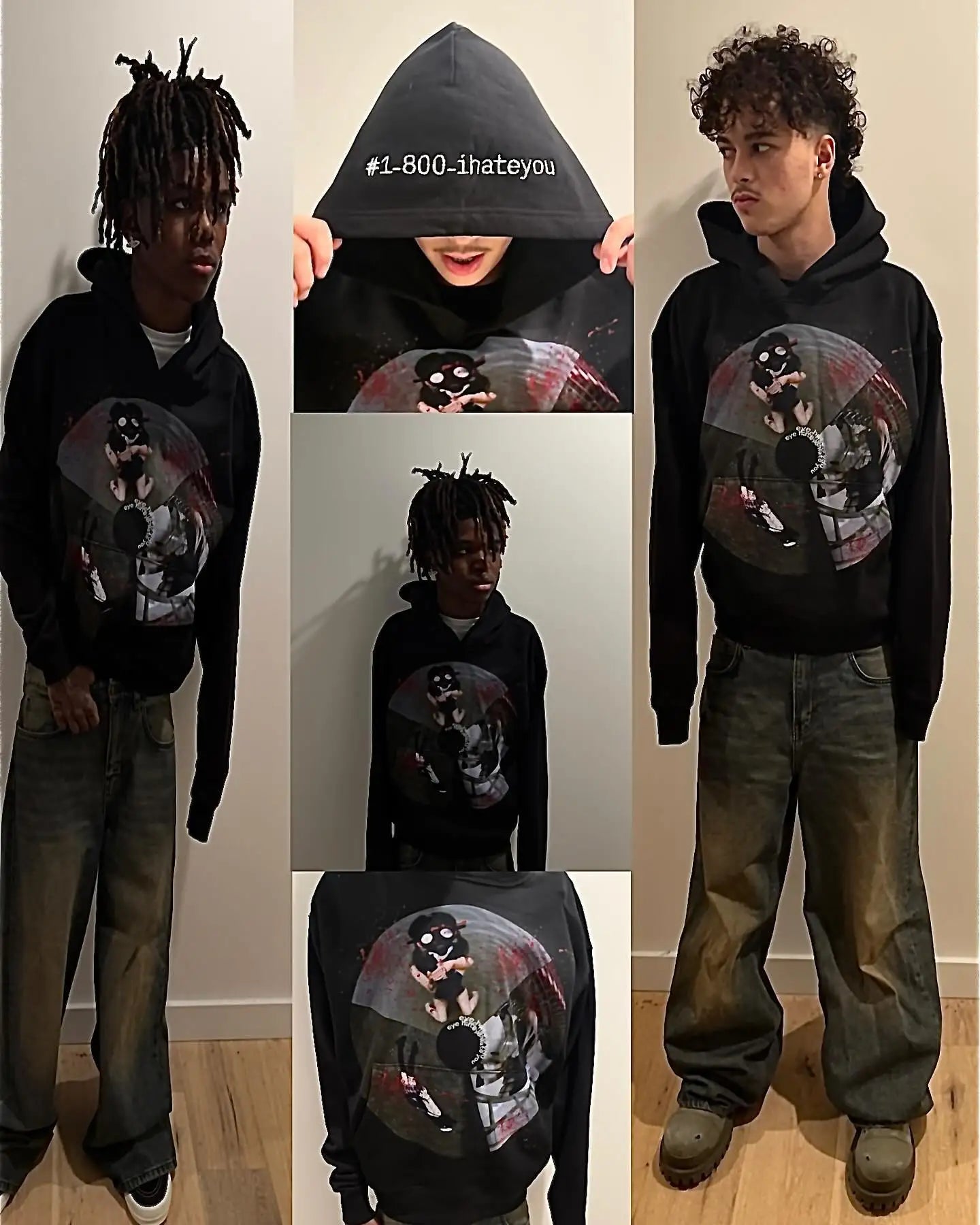 Harajuku Casual Letter Zip Oversized Hoodie Grunge Streetwear Gothic Sweatshirt Hoodies Women Tops Men Clothing Goth Y2k Clothes
