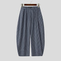 INCERUN Men Striped Pants Joggers Button Oversize Pleated Casual Wide Leg Trousers Men Streetwear Fashion Leisure Male Pants