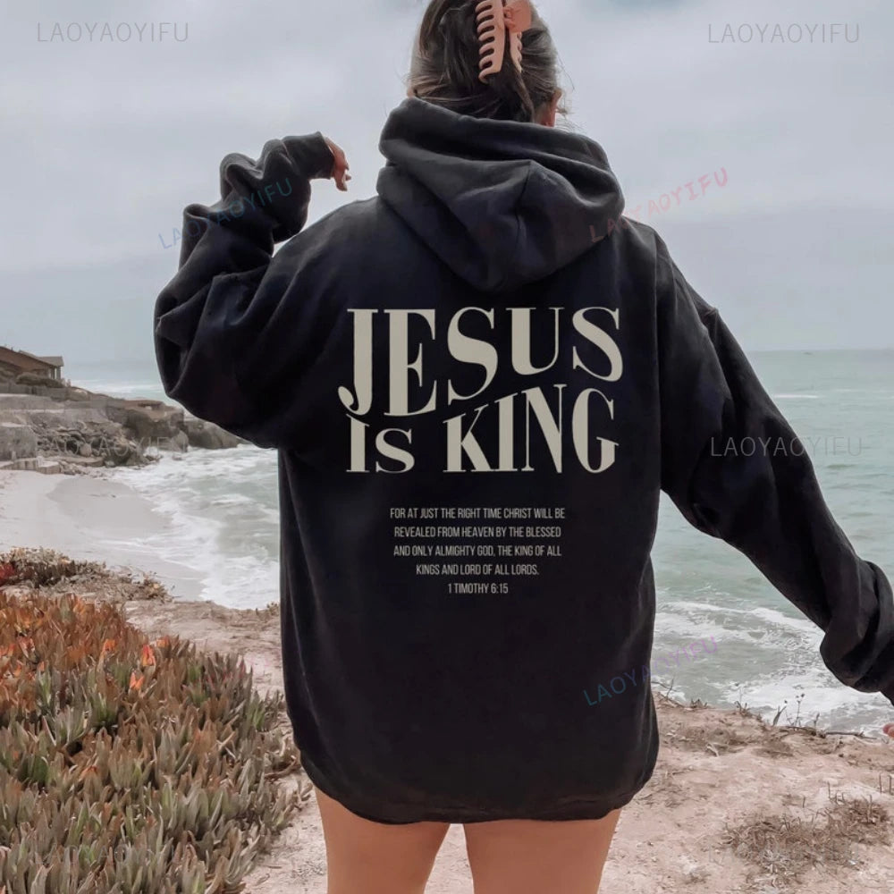 Jesus Is King Sweatshirt Jesus Women Long Seleeve Hoodie Christian Hoody Clothes Christian Streetwear Gospel Jesus Clothes