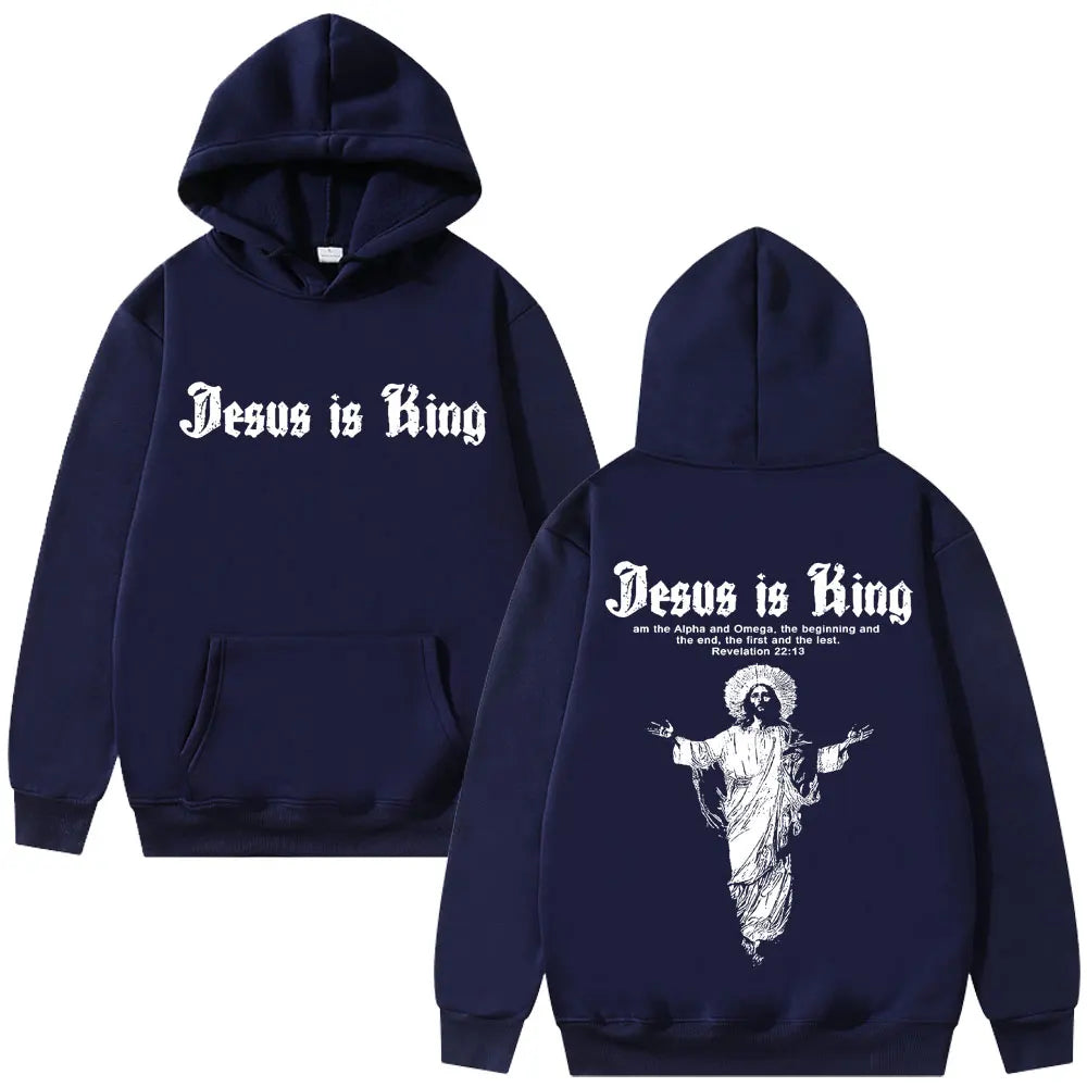 Jesus Is King Graphic Hoodie Christian Religious Clothes Men Women Fashion Gothic Rock Sweatshirt Hip Hop Oversized Streetwear