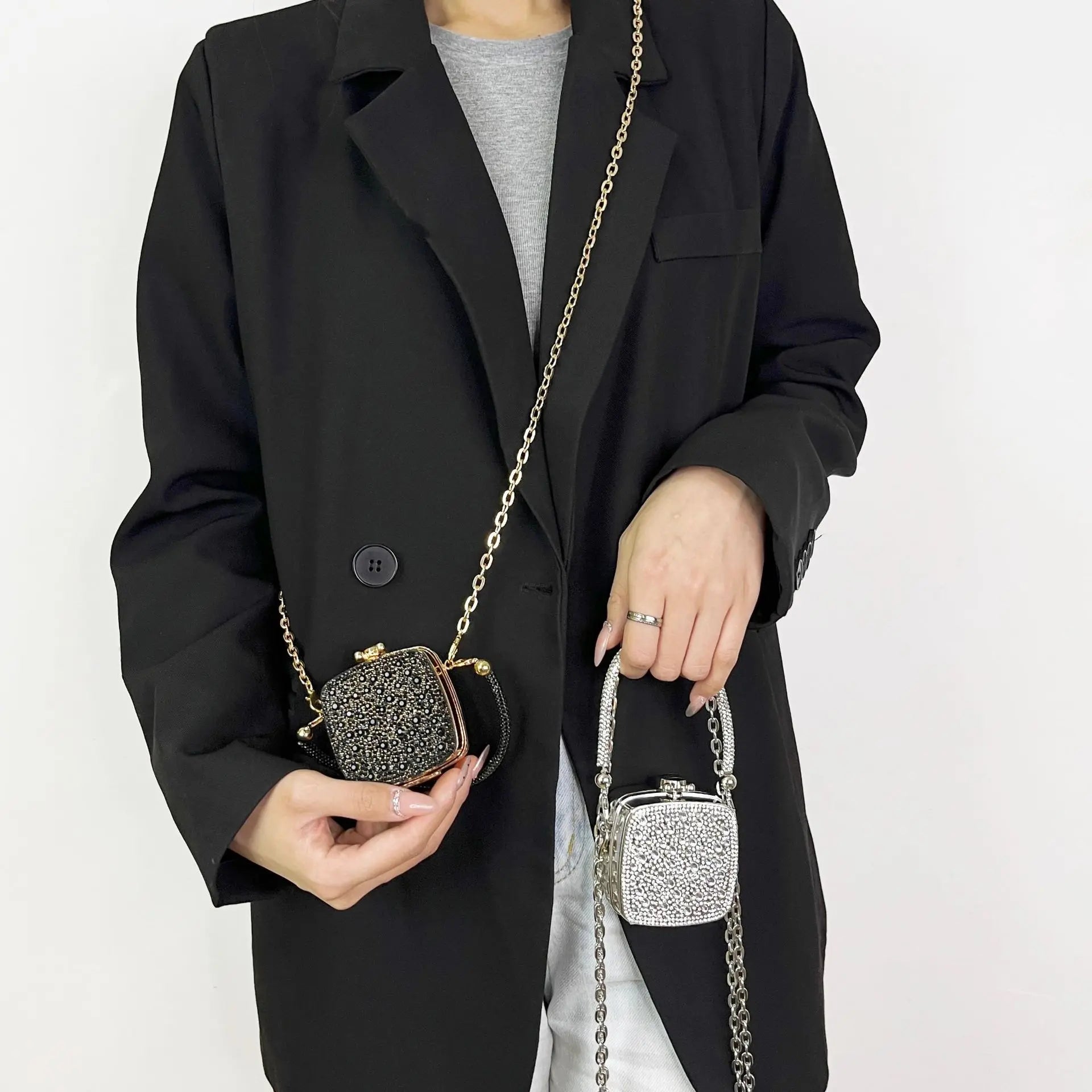 Preferred bag type: 2025 mini lipstick bag, full diamond acrylic mirror small bag, women's fashionable crossbody bag