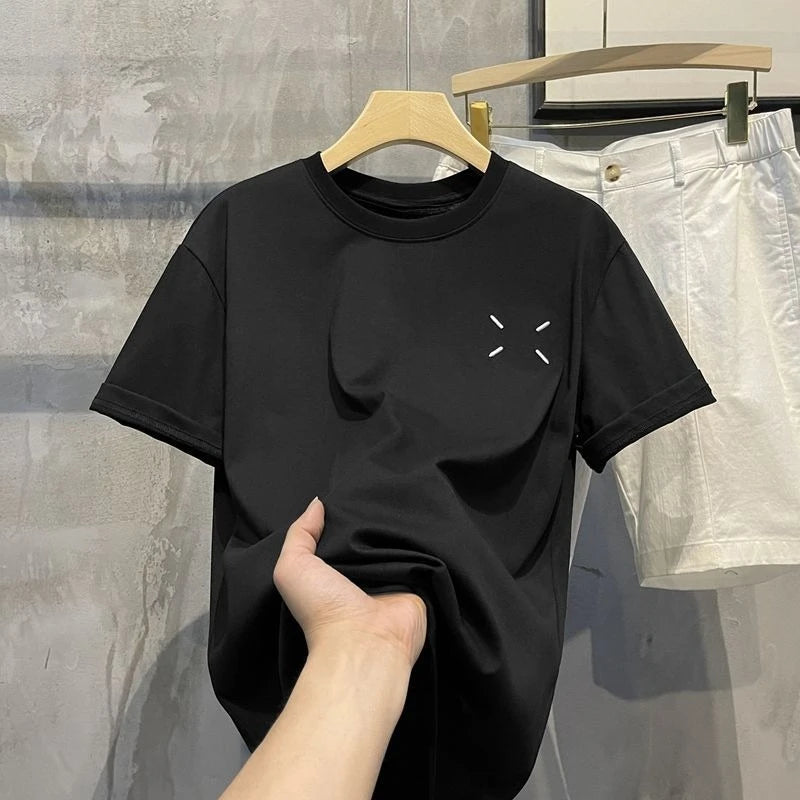 Korean Version of Summer Thin New Simple Printing Crew Neck Short-sleeved T-shirt Men and Women High-quality Versatile Top