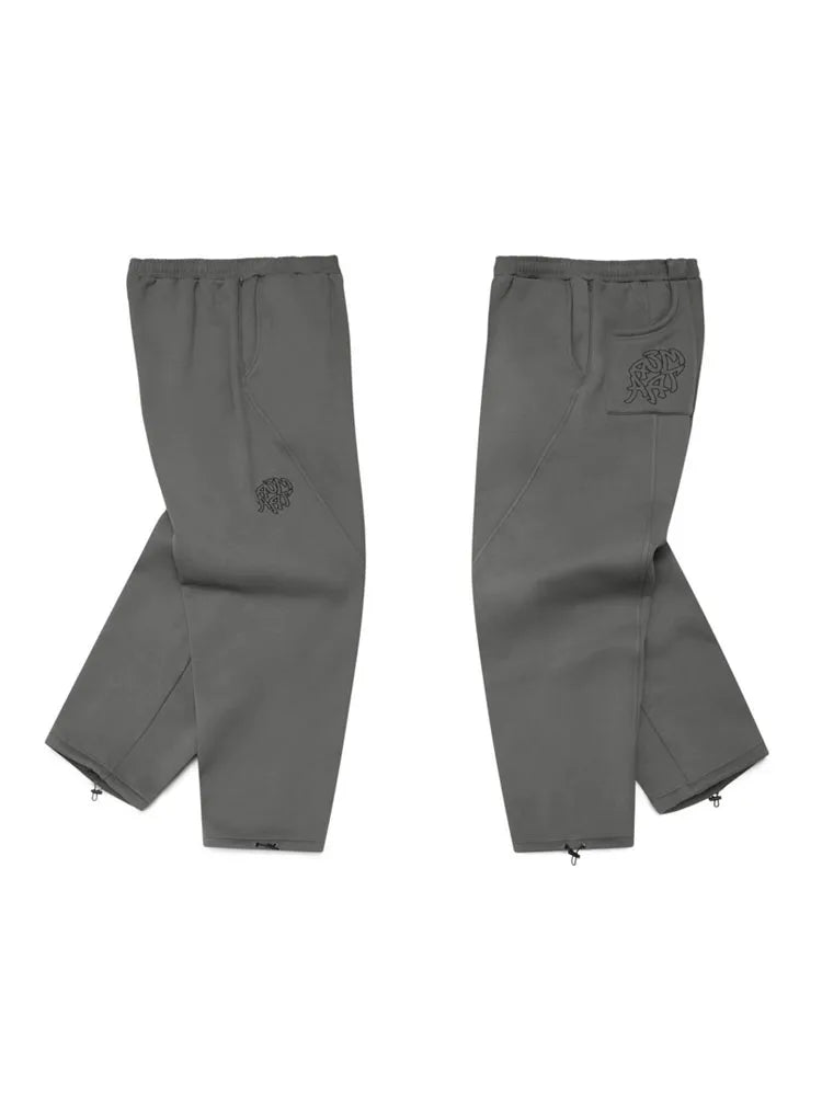 HOUZHOU Vintage Casual 2 Piece Sets Women Embroidery Gray Loose Pant Sets American Retro Streetwear Oversized Classic Pant Sets