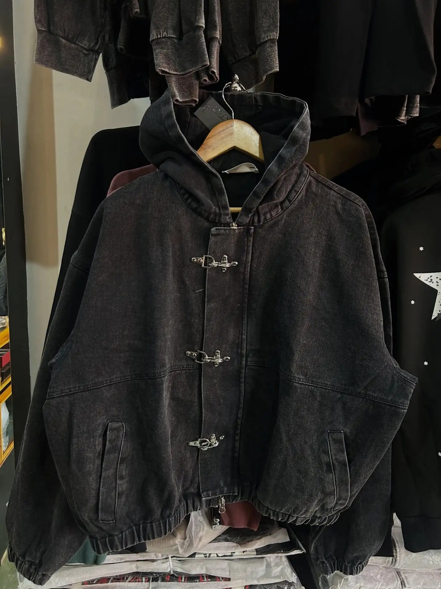New Street Punk Clothing Fashion Metal Buttonoversized Hoodies Men Y2K American Retro Gothic Trendy Brand Casual Zipper Hoodie
