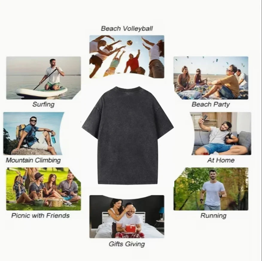A Double-sided "NEVERMIND Lunar Phase Changes" Retro-style Printed Vintage Washed Distressed Crew Neck T-shirt
