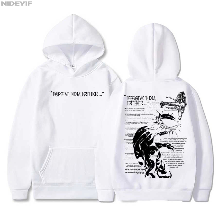 Christian Jesus Merch Forgive Them Father Bible Verse Hoodie Men Women Pullover Hiphop Streetwear Casual Sweatshirt Tops CJ2