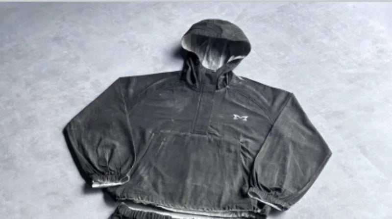 Striped Splicing Colorful Sports Suits Couples Retro Casual Loose Hoodies European and American Hip-hop Trendy Sweatpants Men