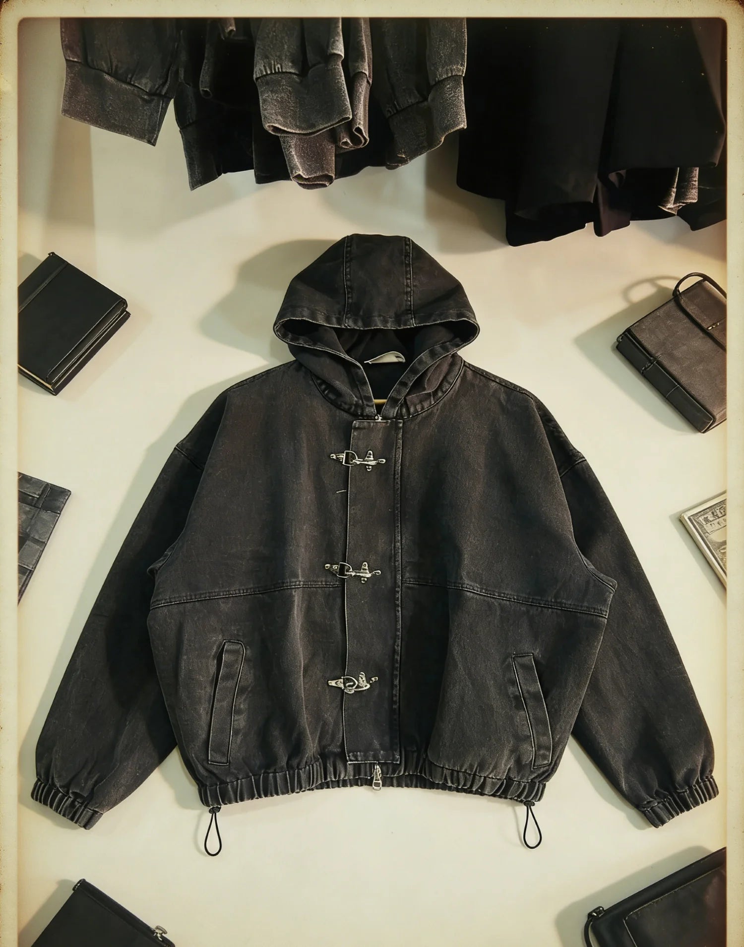 New Street Punk Clothing Fashion Metal Buttonoversized Hoodies Men Y2K American Retro Gothic Trendy Brand Casual Zipper Hoodie