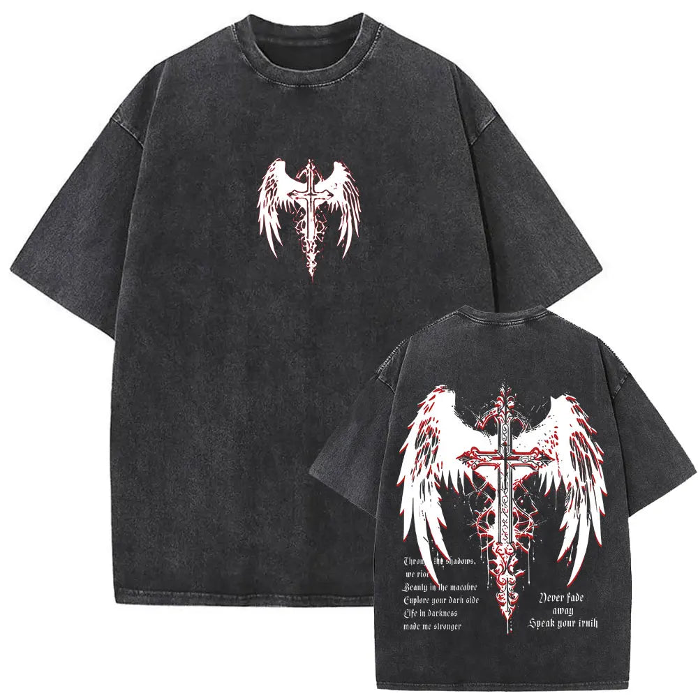 Christian Religious Jesus Forgive Them Father Vintage Washed T-shirt  Men Women Gothic Rock Oversized T Shirts Tops Streetwear