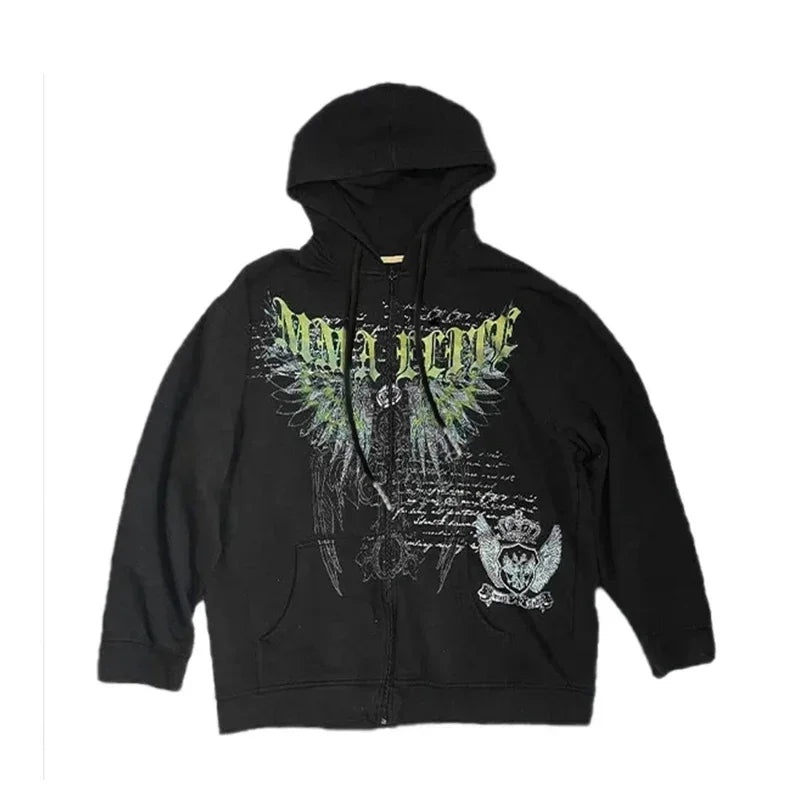 Pure Black Letter Print Hoodie Men Autumn and Winter Long-sleeved Harajuku Style Casual Hip-hop Element Hooded Sweatshirt