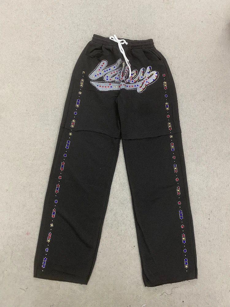 Hot Stamping Retro Dark Design Sense, Embroidered Fabric Hoodie, Trendy Loose Casual Pants, Unisex Hoodie Set