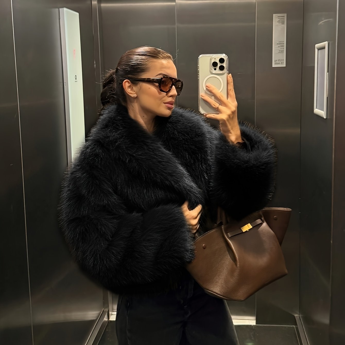 Faux Winter Warm Fashion Plush Top Short Coat for Women