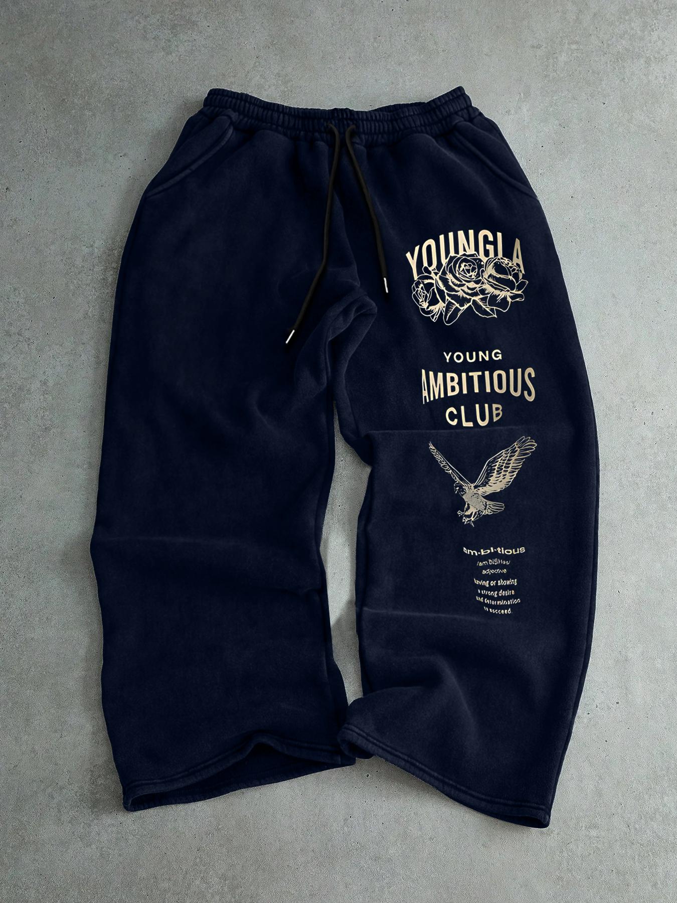 Men's Drawstring Waist Printed Pants, Rose Eagle Print, Comfortable and Stylish Casual Sweatpants, Suitable for Daily Wear, All-Season Versatility, Perfect for Hanging Out with Friends or Exploring the City in Style!