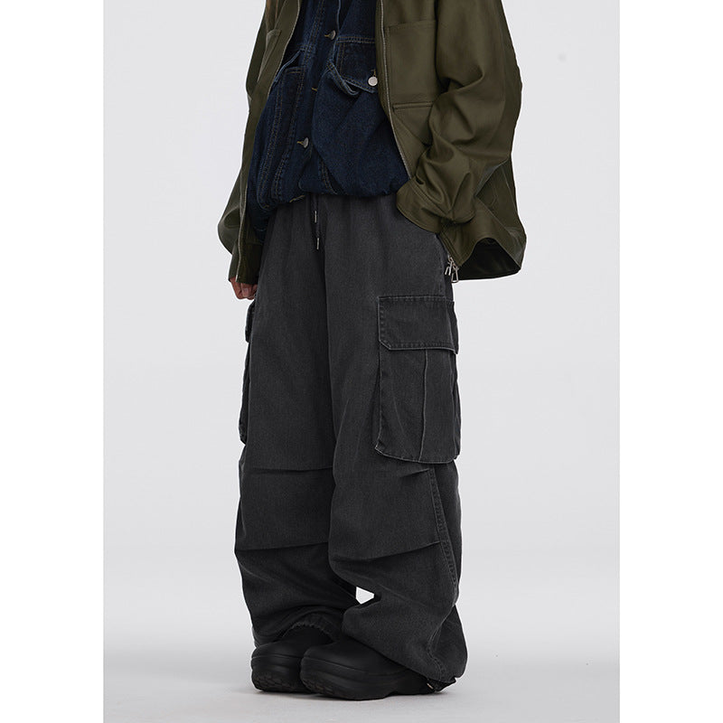 Spring And Autumn Washed Distressed Overalls American Street Casual Trousers