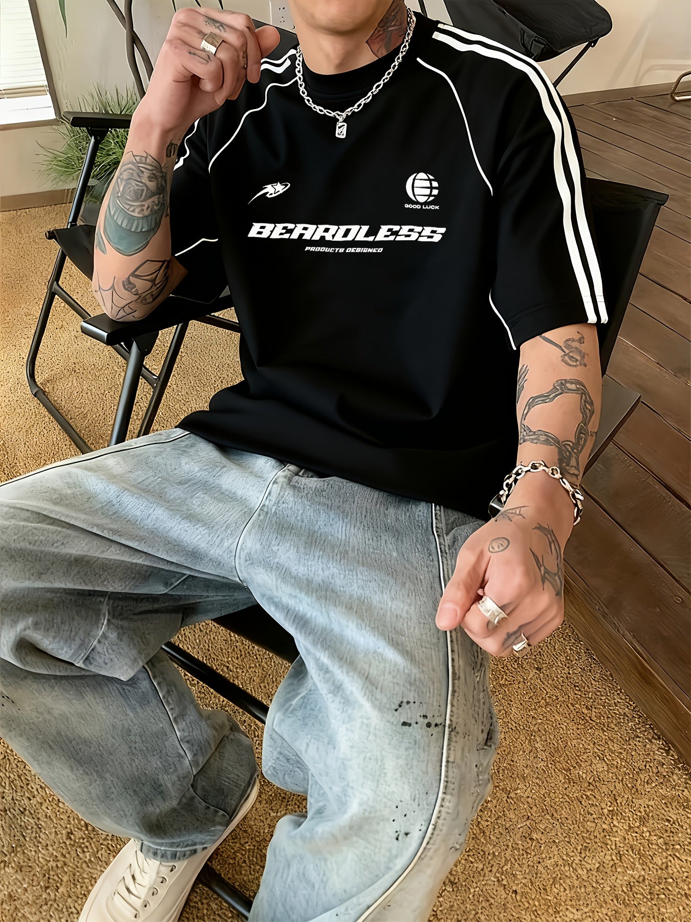 Men's Letter Print Short Sleeve T-Shirt - - Alphabet Design ( to), Loose Fit Round Neck Summer Casual Tee with Winding Strap for Outdoor Wear, Urban Style & Everyday Use - Hand Washable Non-Stretch Top