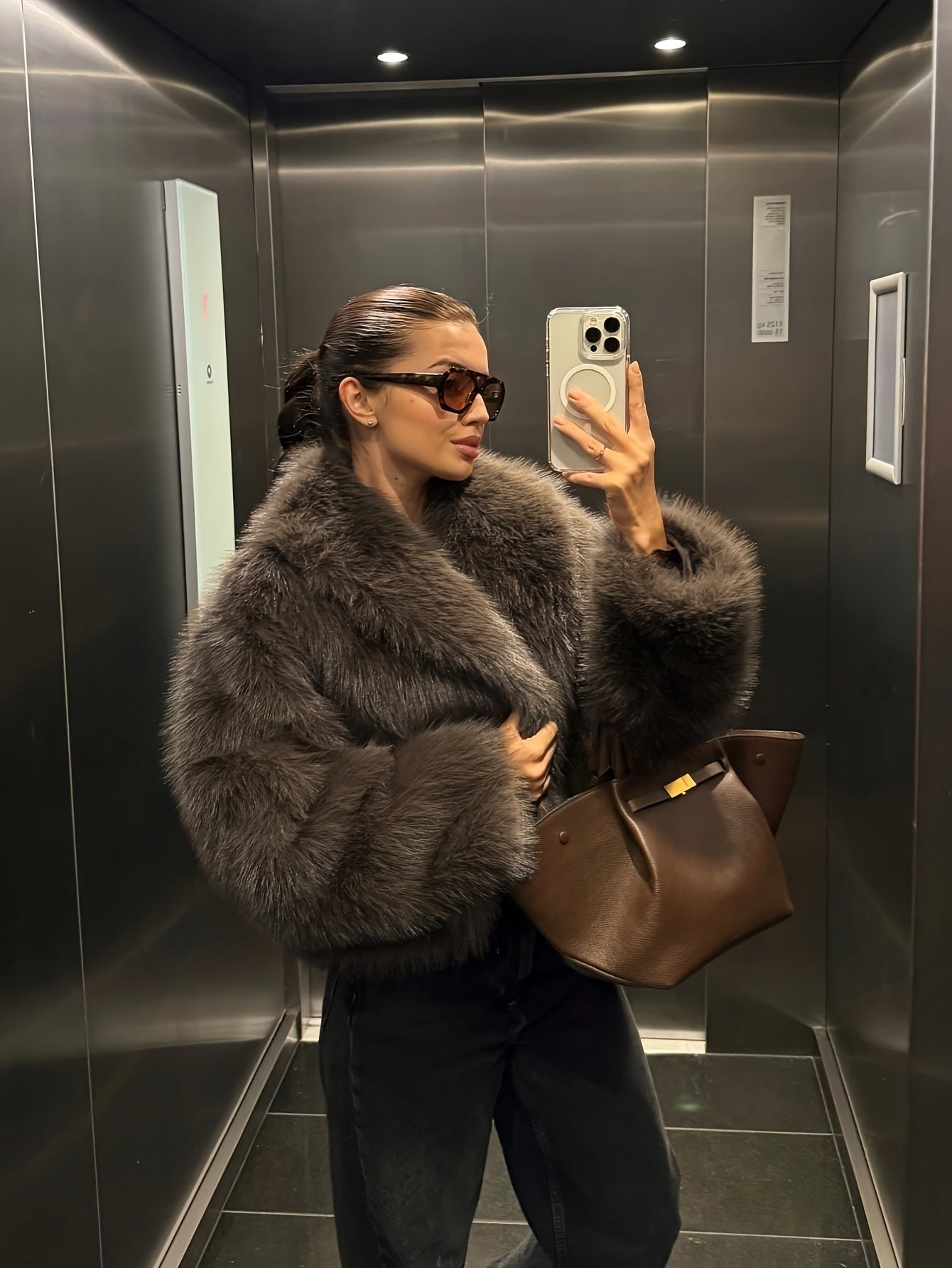 Faux Winter Warm Fashion Plush Top Short Coat for Women